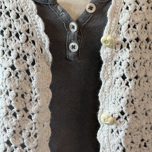 Vintage Northern Reflections Open Knit Boho Cottage cardigan sweater White Sz XL - Picture 3 of 7